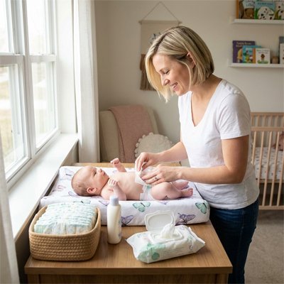 Housse matelas à langer Douce. imperméable et antidérapante